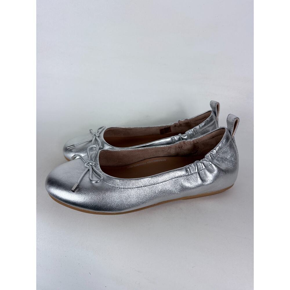 FitFlop Allegro Ballet Pumps Women's 7 Silver Metallic Leather Bow Classic - Picture 5 of 10